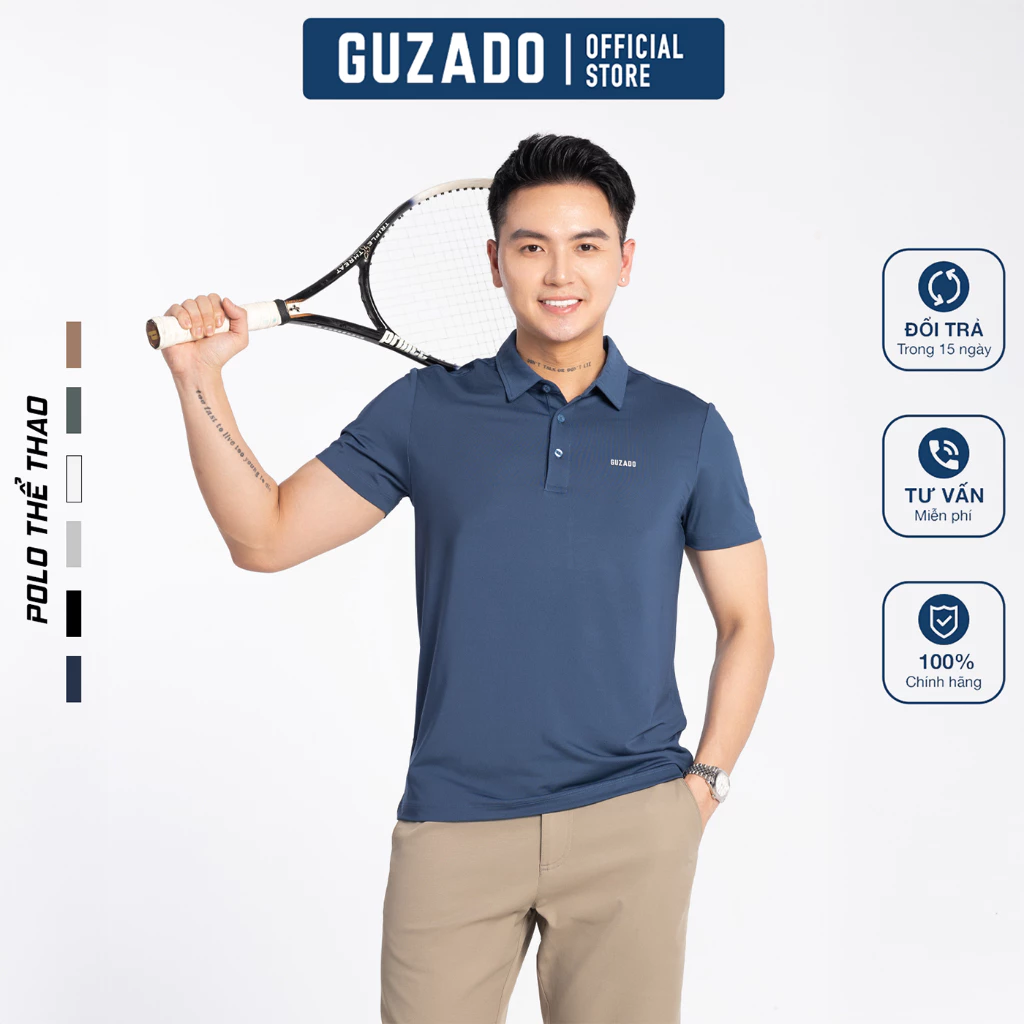 Áo Polo Thể Thao Nam GUZADO Vải Coolmax Thấm Hút Co Giãn Cực Tốt, Mẫu Sang Trọng GPL2601-GAPS25S001