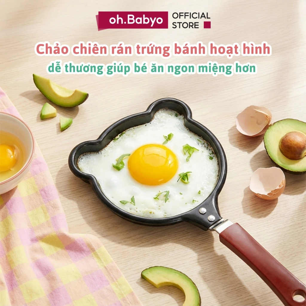 Chảo Chiên Rán Trứng Ốp La ohBabyo Tạo Hình Đẹp Mắt Cho Bé Ăn Dặm Chảo Chống Dính Tiện Lợi