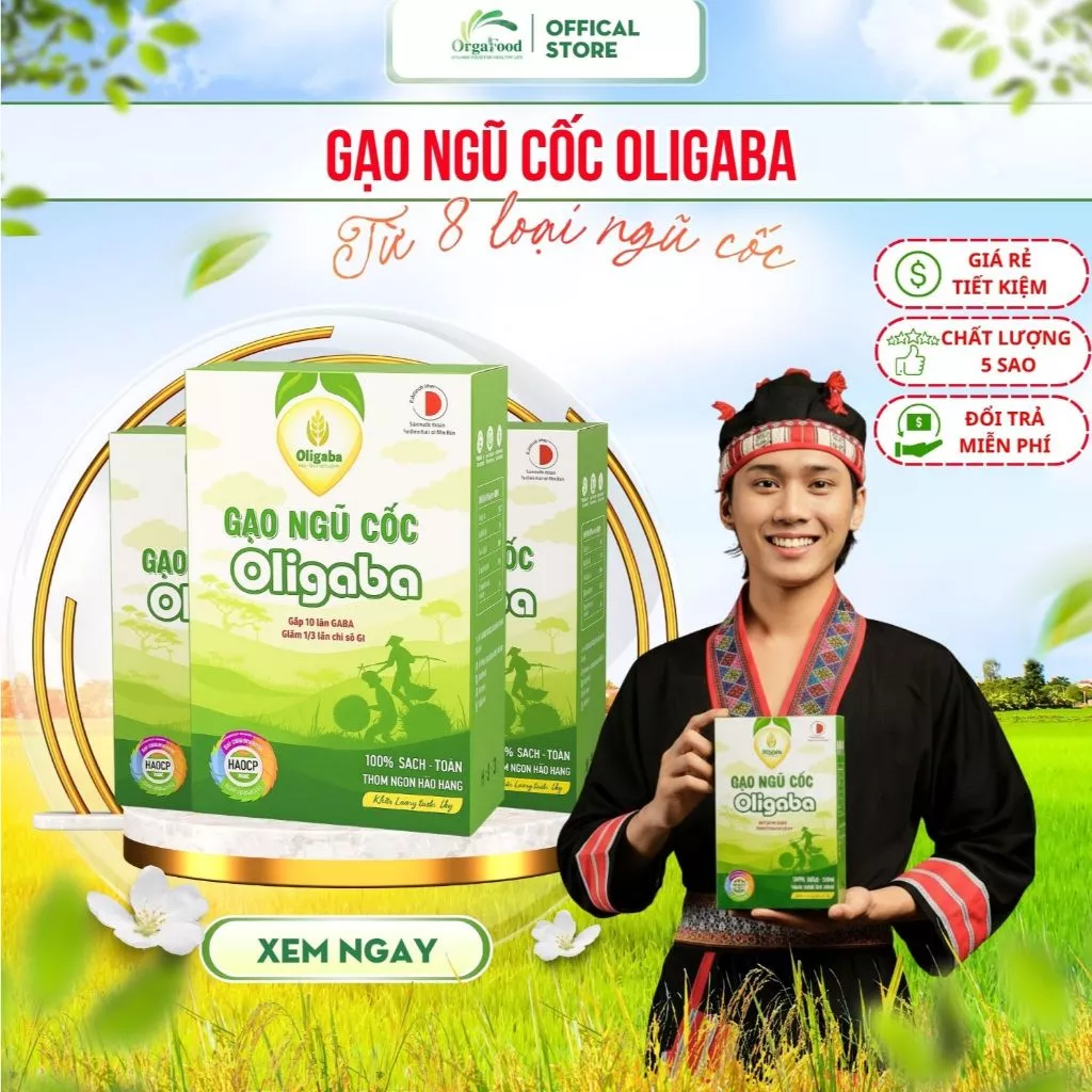 Gạo Ngũ Cốc Dinh Dưỡng Oligaba Hộp 1kg Hút Chân Không Gạo Lứt  Kết Hợp 8 Loại Ngũ Cốc Ăn Healthy, Eatclean