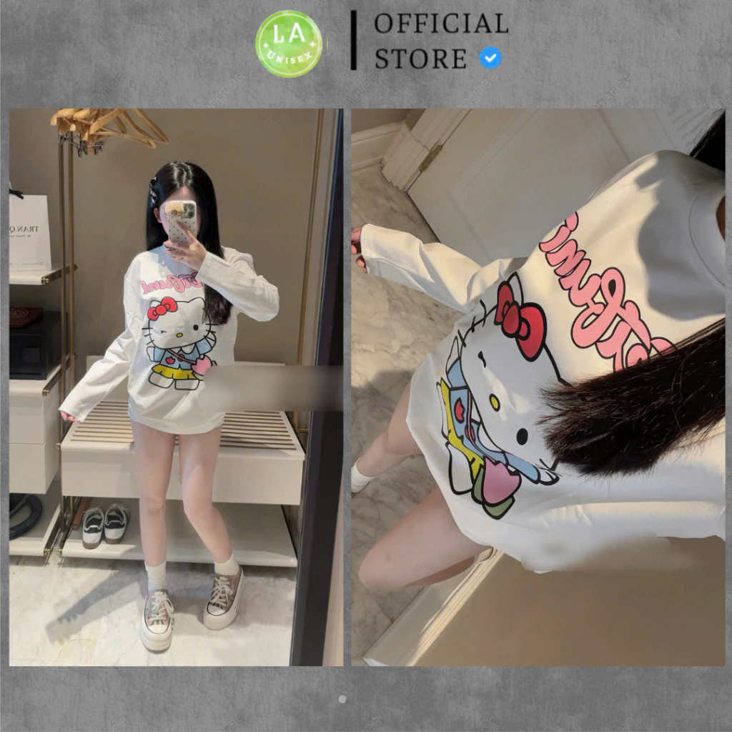 Áo Thun Nữ Tay Dài In Hình Siêu Dễ Thương Vải Cotton Dày Dặn Form Boxy Siêu Hack Dáng,Đủ Tag Mạc