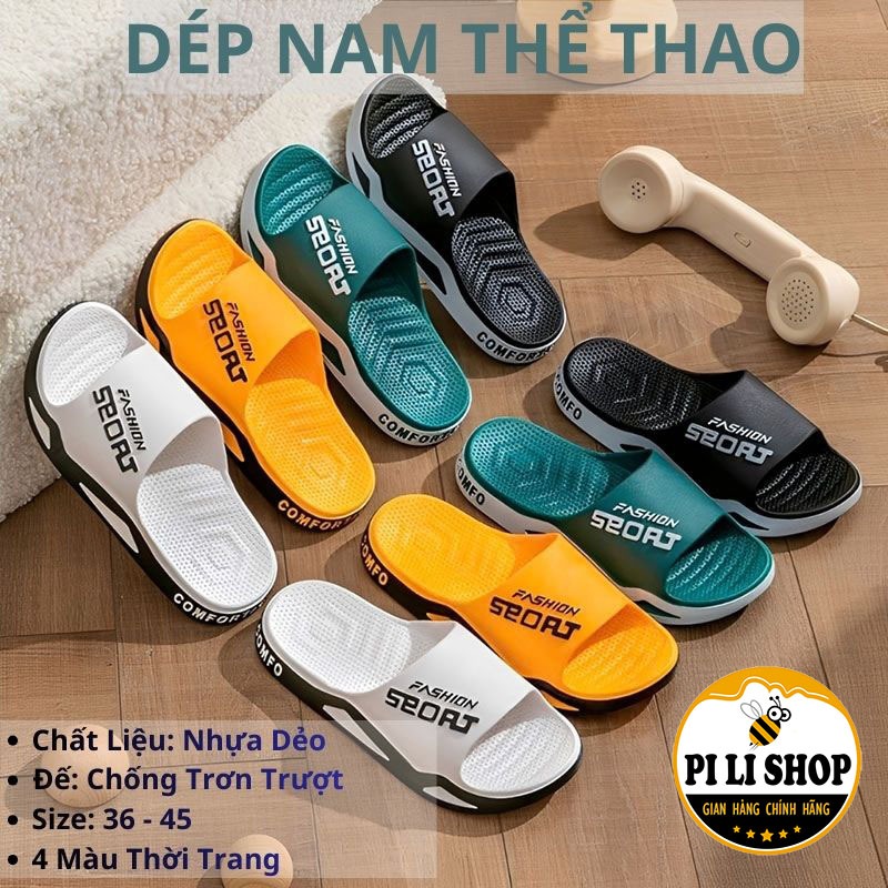 Dép Nam Quai Ngang Thể Thao SEOAJ Đế Dày, Dép Nhựa Nam Đúc Nguyên Khối Êm Chân Chống Trơn Trượt