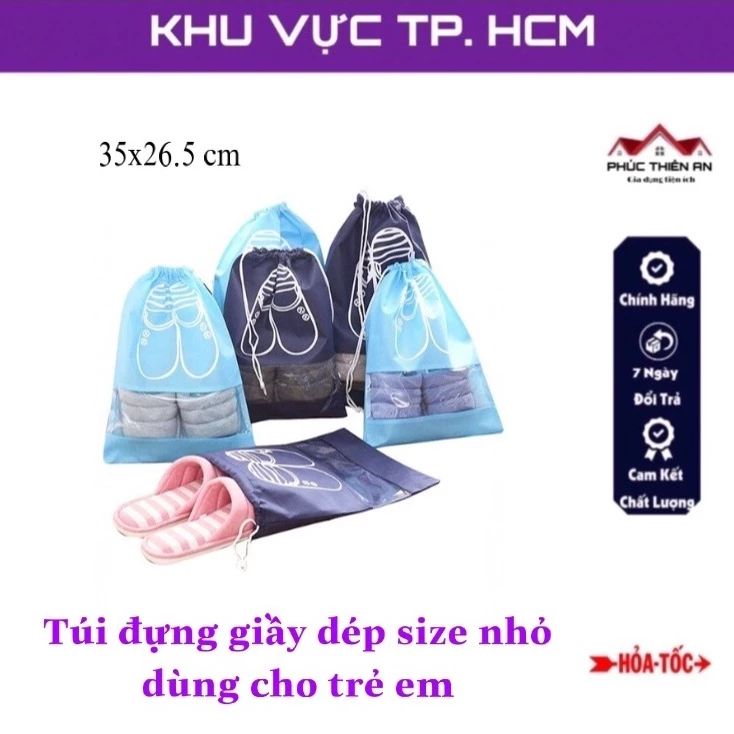 Combo 3 [Size 35x26.5 cm] Túi đựng giầy dép họa tiết, có dây rút - chống bụi bẩn, ẩm mốc