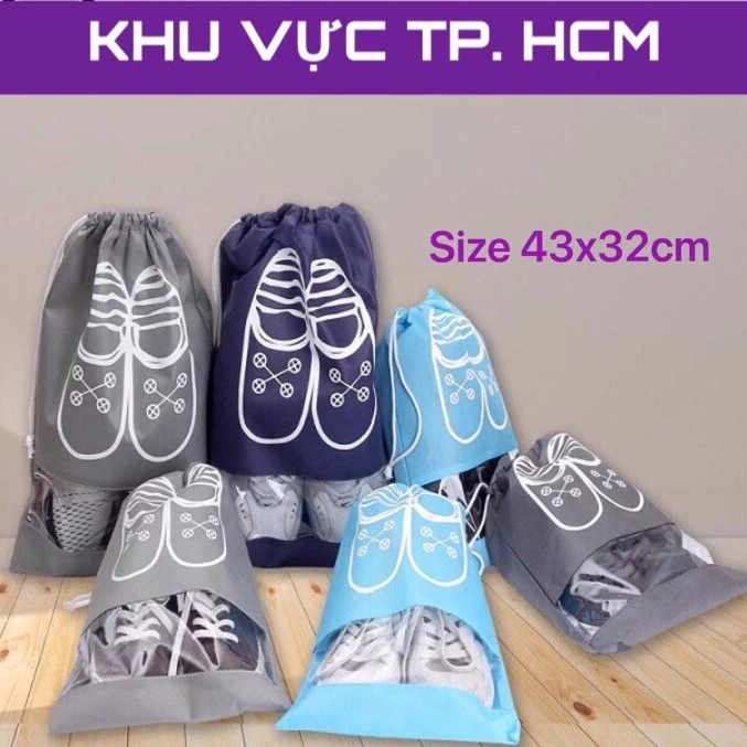 Combo 3 Túi đựng giầy dép có dây rút - chống bụi bẩn, ẩm mốc