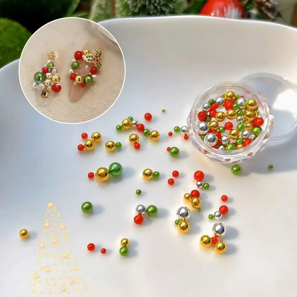 Hũ ngọc trai tròn trang trí móng giáng sinh noel