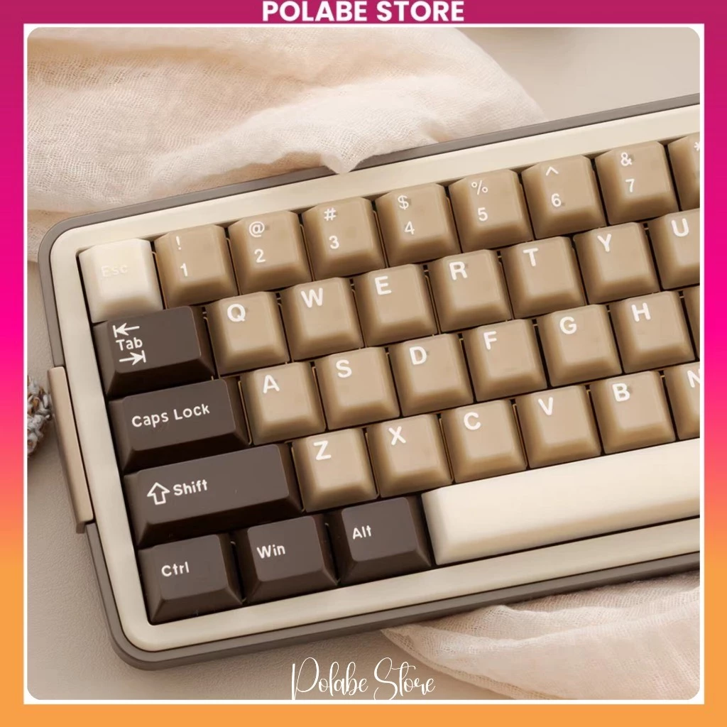 Keycap Coconut Latte cherry profile Keycap Coffee Cream Nâu Sữa bàn phím cơ Polabe Store