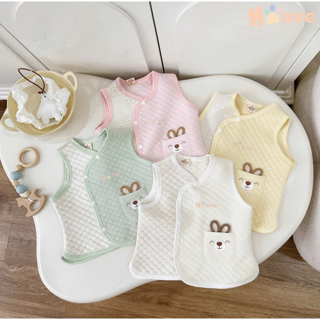 [Combo 2/3] Áo Gile Xốp Thu Đông Hinee, Cúc Bấm Cài Lệch, Họa Tiết Đáng Yêu Cho Bé Sơ Sinh 3-9Kg