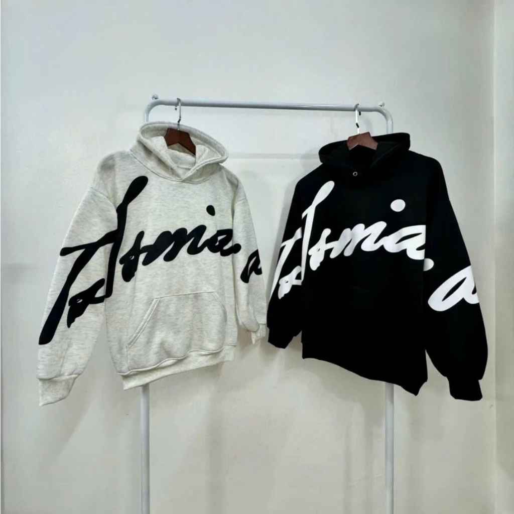Áo khoác nỉ hoddie kéo khóa mũ nỉ 2 lớp in hoạ tiết chữ ký chất liệu nỉ bông tàu dày dặn cho các boy phố Size 35-75 kg