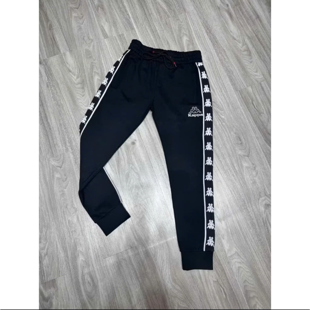 Quần Thun Jogger KAPPPAA Logo Thêu Nổi Phối 2 viền Dệt Kim Chất Nỉ Dày Dặn Cao Cấp Dành Cho Nam Nữ