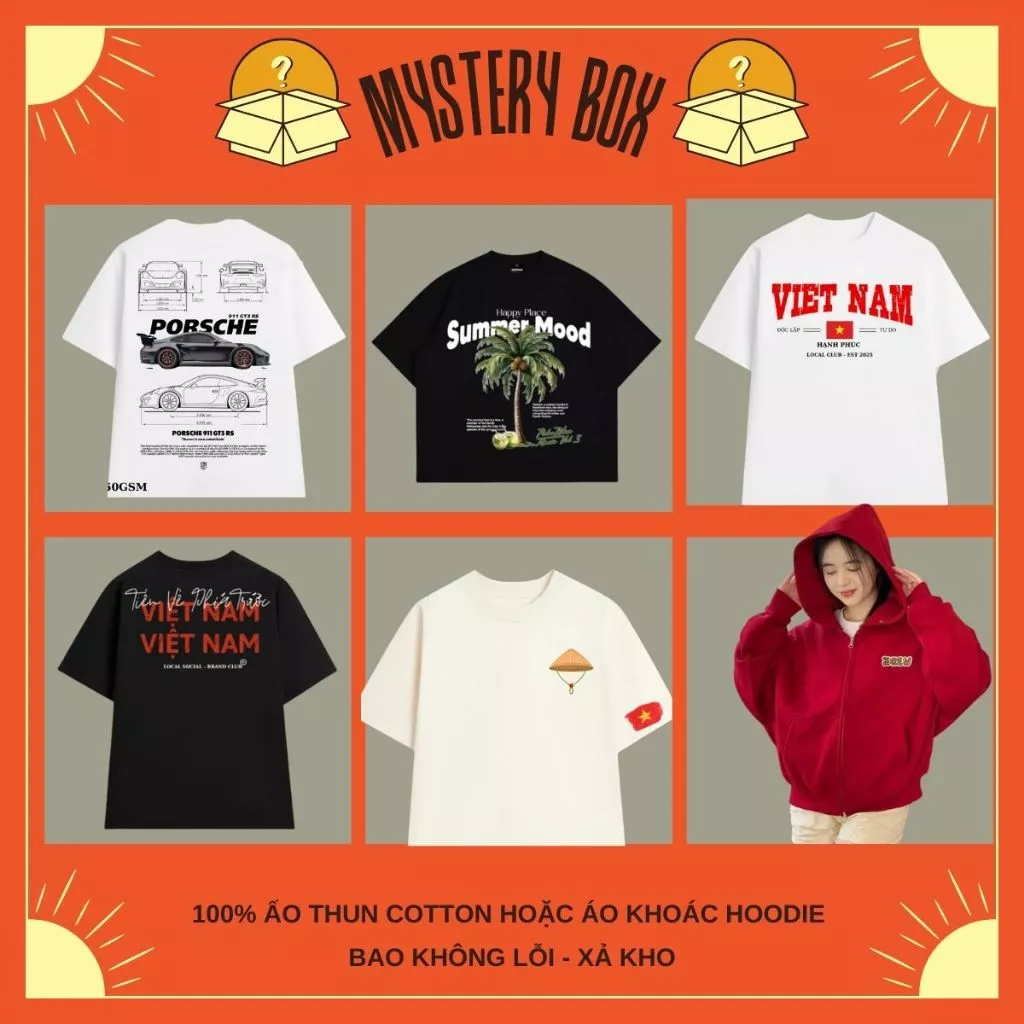 [RANDOM BOX] ÁO THUN HOẶC HOODIE - RẺ VÔ ĐỊCH , HÀNG MỚI XẢ KHO KHÔNG LỖI , UNISEX x BOXY