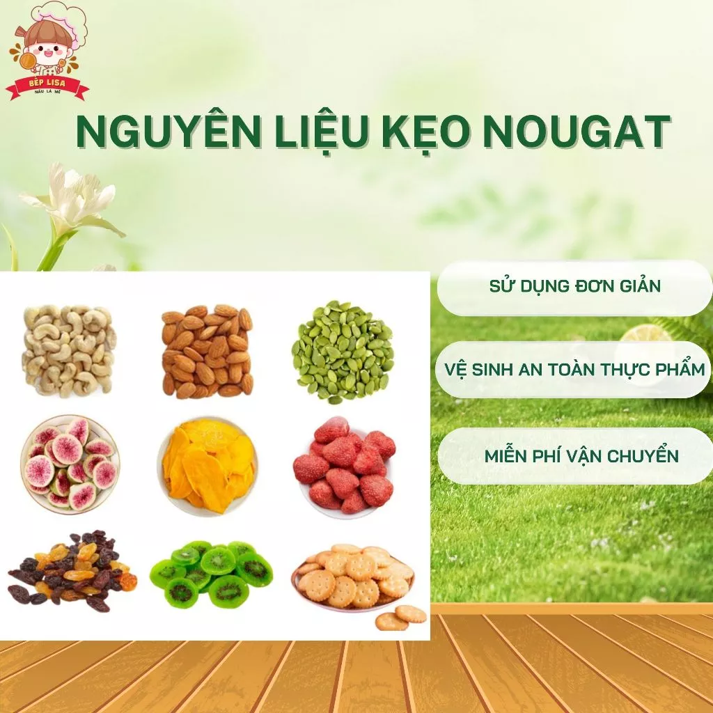Nguyên Liệu Làm Kẹo Nougat Tách Lẻ Hạt Quả Sấy Tự Chọn BẾP LISA