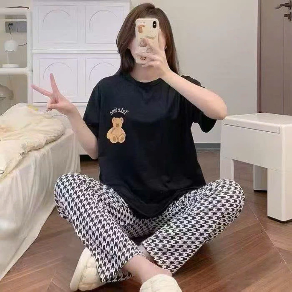bộ thun mặc nhà, đồ bộ tay ngắn quần dài, đồ mặc nhà dễ thương, bộ đồ ngủ nữ, bộ thun cotton, đồ bộ mặc nhà giá rẻ,
