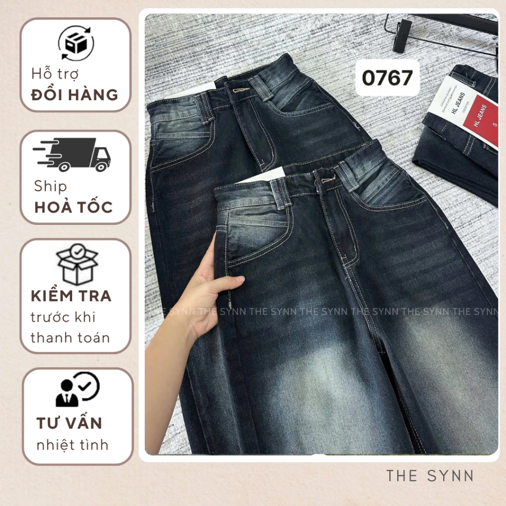 Quần Jeans Ống Suông Form Rộng Wash Loang Đậm Lưng Cao Ống Rộng Tôn Dáng Form Unisex - QJ39