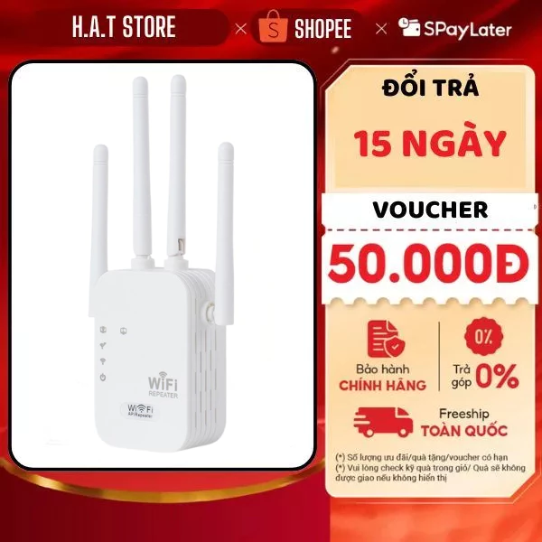 Bộ Kích Sóng Wifi 4 Râu Tốc Độ Cao 300Mbps - Bộ Kích Sóng Wifi Xuyên Tường Cải Thiện Tốc Độ Mạng - HAT