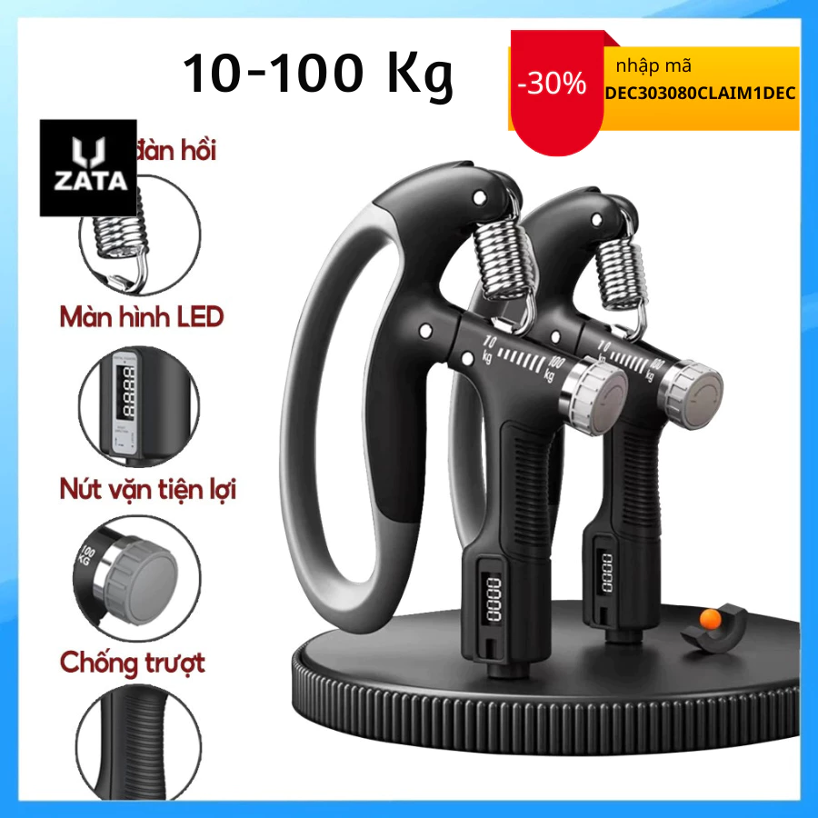 Kìm Tập Tay ZATA PROMAX Kìm Bóp Tập Cơ Tay Điều Chỉnh Lực 10-100kg có số đếm chữ D Zata Vn - KBTPRM