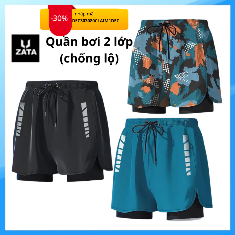 Quần bơi nam 2 lớp cao cấp Quần thể thao nam chạy bộ, Tập gym,chơi Tennis co giãn 4 chiều Zata Vn - QBHZ