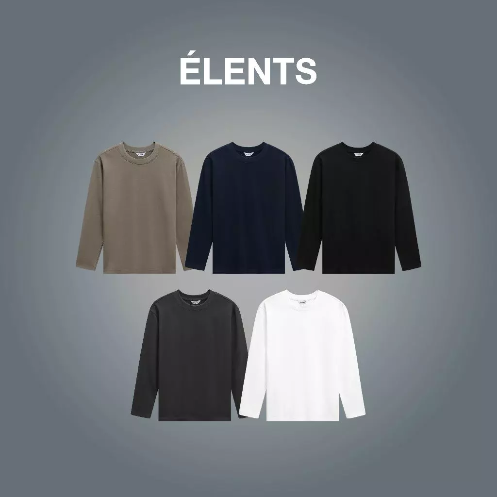 [HÀNG MỚI] Áo Thun Trơn Tay Dài Unisex Premium Cotton 260gsm ÉLENTS [Rémy] ESST095
