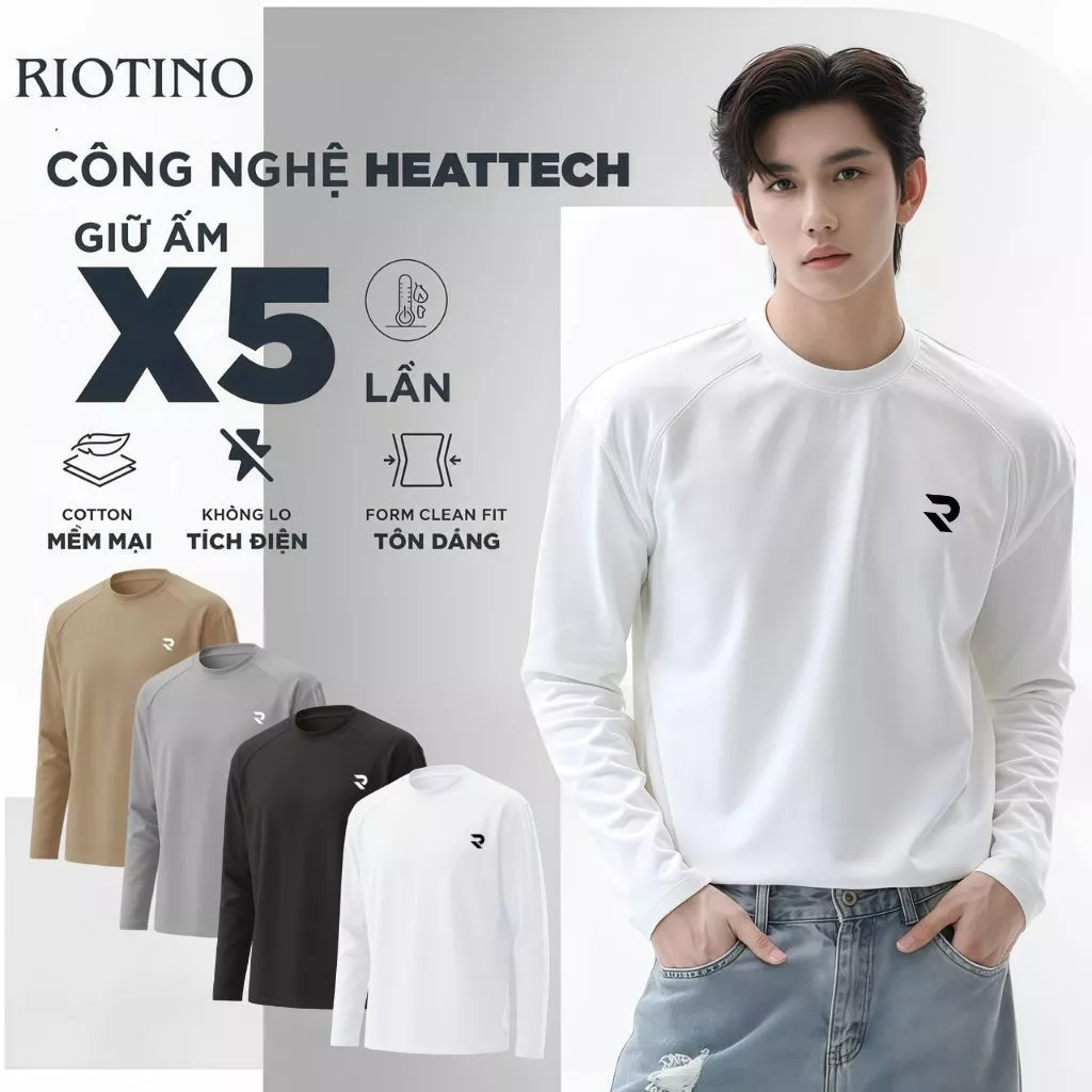 Áo Giữ Nhiệt Nam Nữ RIOTINO, Lót Lông Thỏ Dày Dặn, Bên Trong Mặt Nhung Mềm Mại, Co Giãn 4 Chiều, Dài Tay AGN1