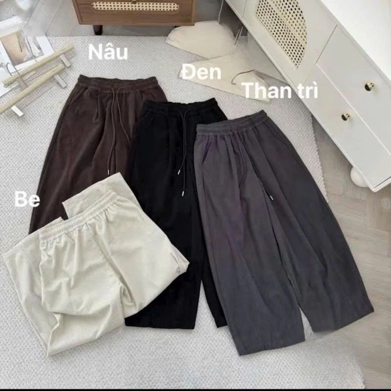Quần dài baggy chất tăm ống rộng - Culottes suông ống rộng, pants cá tính hàn quốc phong cáchulzzat
