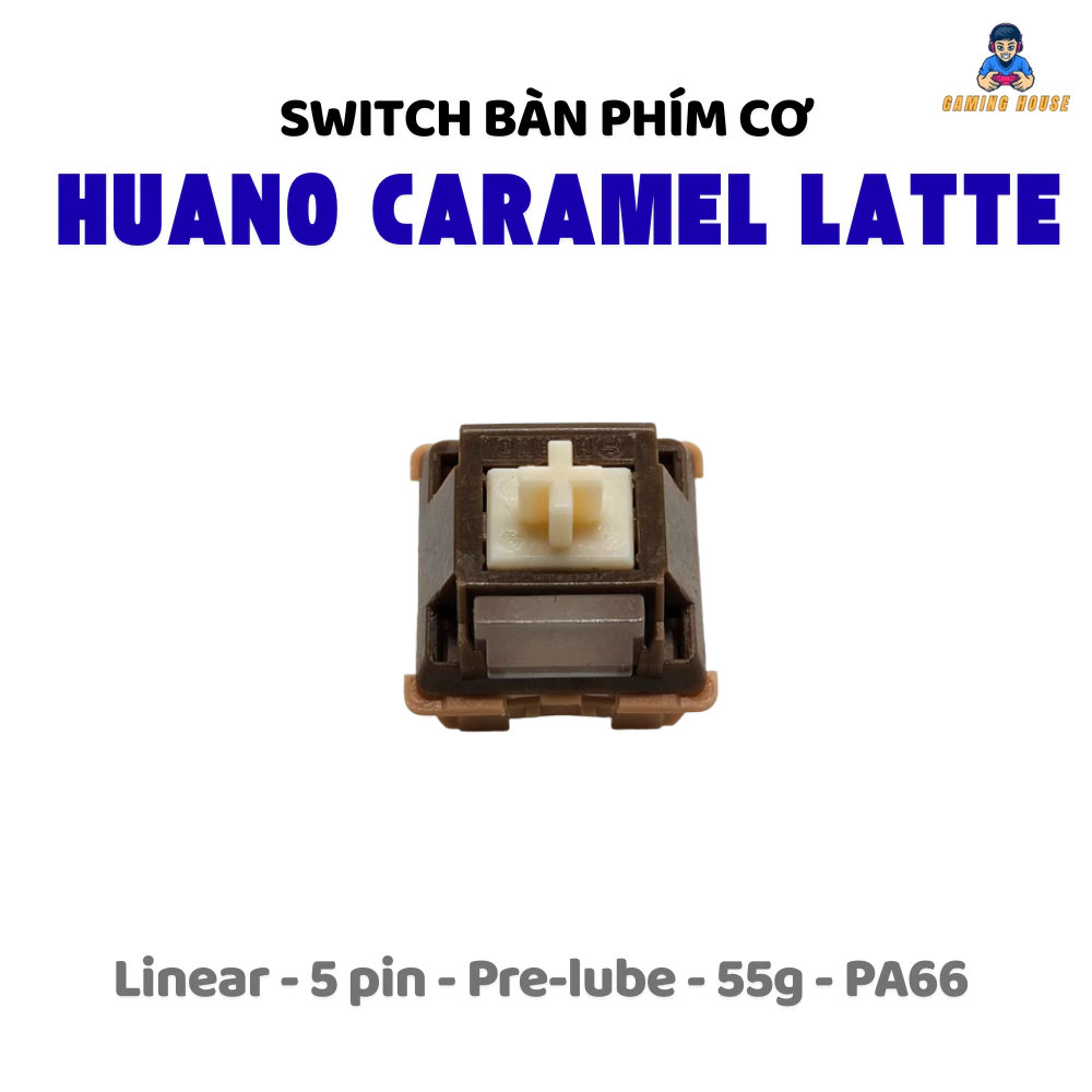 Combo Switch Huano Caramel Latte Ajazz - 5 pin - Switch bàn phím cơ - Linear - Pre-lube - PA66 - POK POM