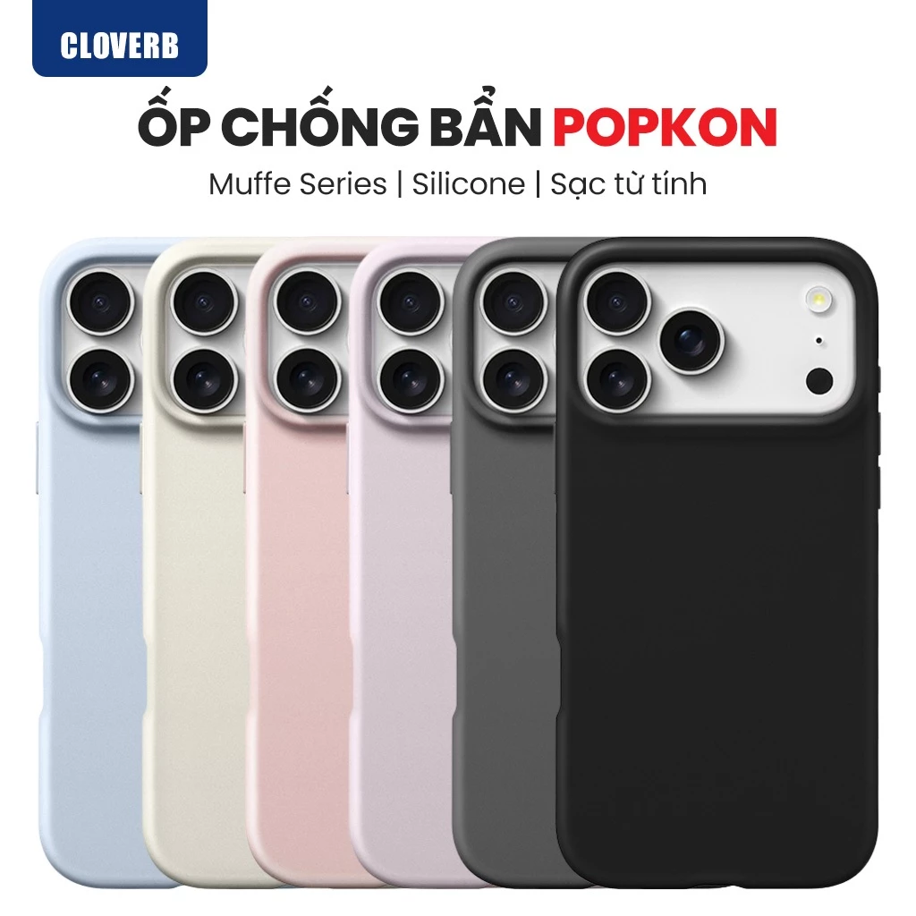 Ốp Lưng Silicone Lỏng cho iPhone 17 18 Pro Max Popkon Muffe Vòng Từ Tính Lót Nhung