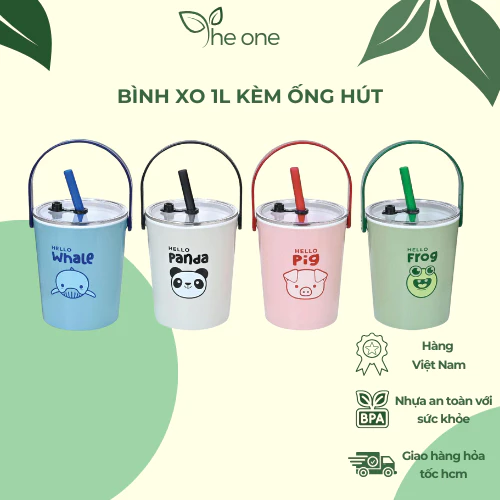 Bình đá XO 1L-KÈM ỐNG HÚT Bình đá mini giữ nhiệt thiết kế 2 lớp chịu nhiệt độ cao ly giữ nhiệt