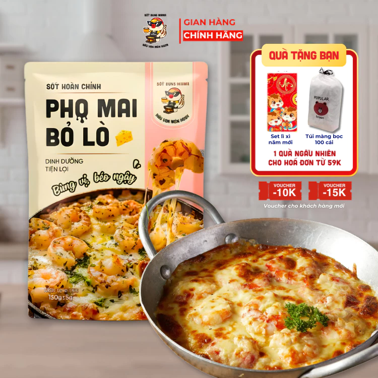 Sốt Phô Mai Bỏ Lò Dung Mama làm hải sản nướng phomai bỏ lò, tôm, hàu nướng phomai, chấm món chiên