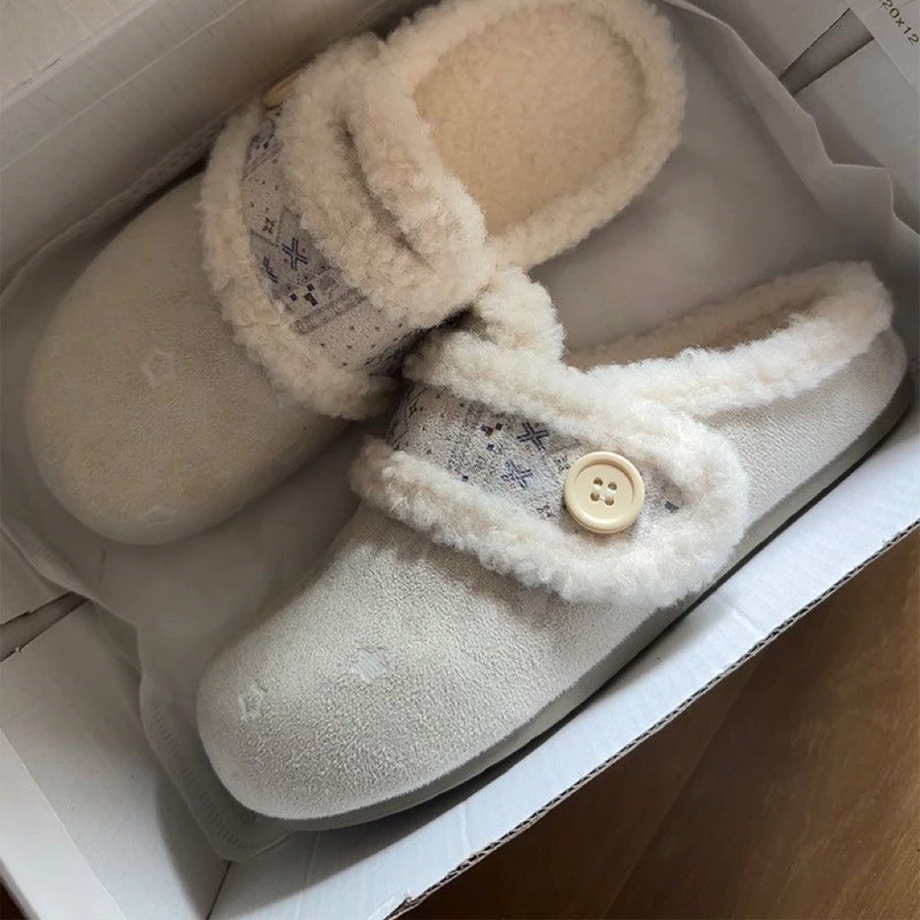 [Ord-789] Giày sỏ lông Vintage cho nữ chất da lộn xinh mang Noel,Giáng sinh dễ phối đồ