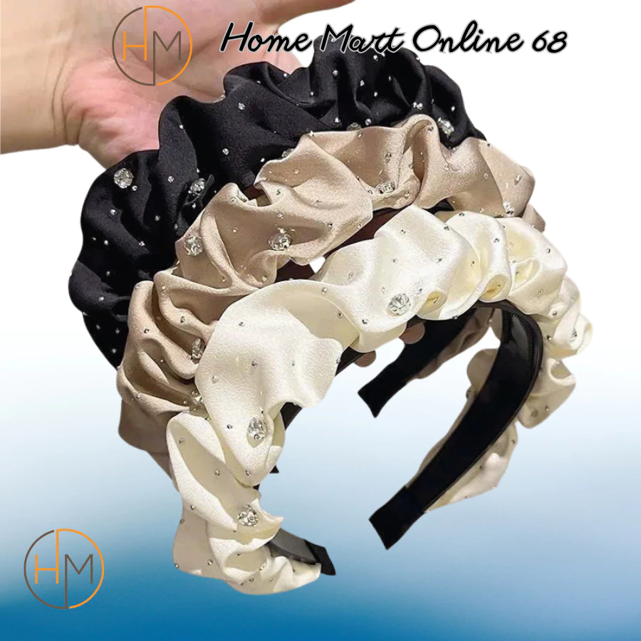 HM91010 Băng đô đính hạt Cài tóc sóng đính hạt, phụ kiện tóc nữ dễ thương HM68