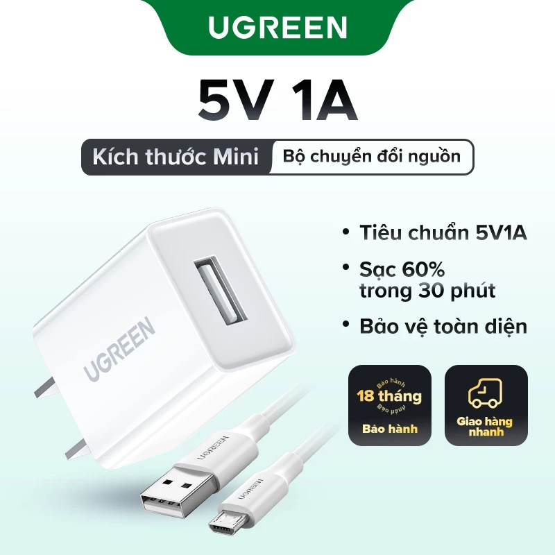 UGREEN Củ sạc 5V1A thích hợp cho iPhone 13/12/11/8 Pro Max Xiaomi Samsung 5V USB Charger for Android Phone