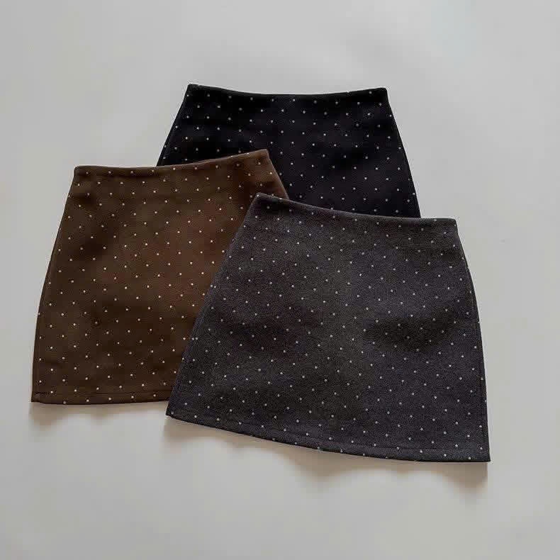 [NEW]Chân Váy Chấm Bi Form A dáng Ngắn chất dạ ép style Ulzzang có lót quần bảo hộ-4 màu siêu xinh