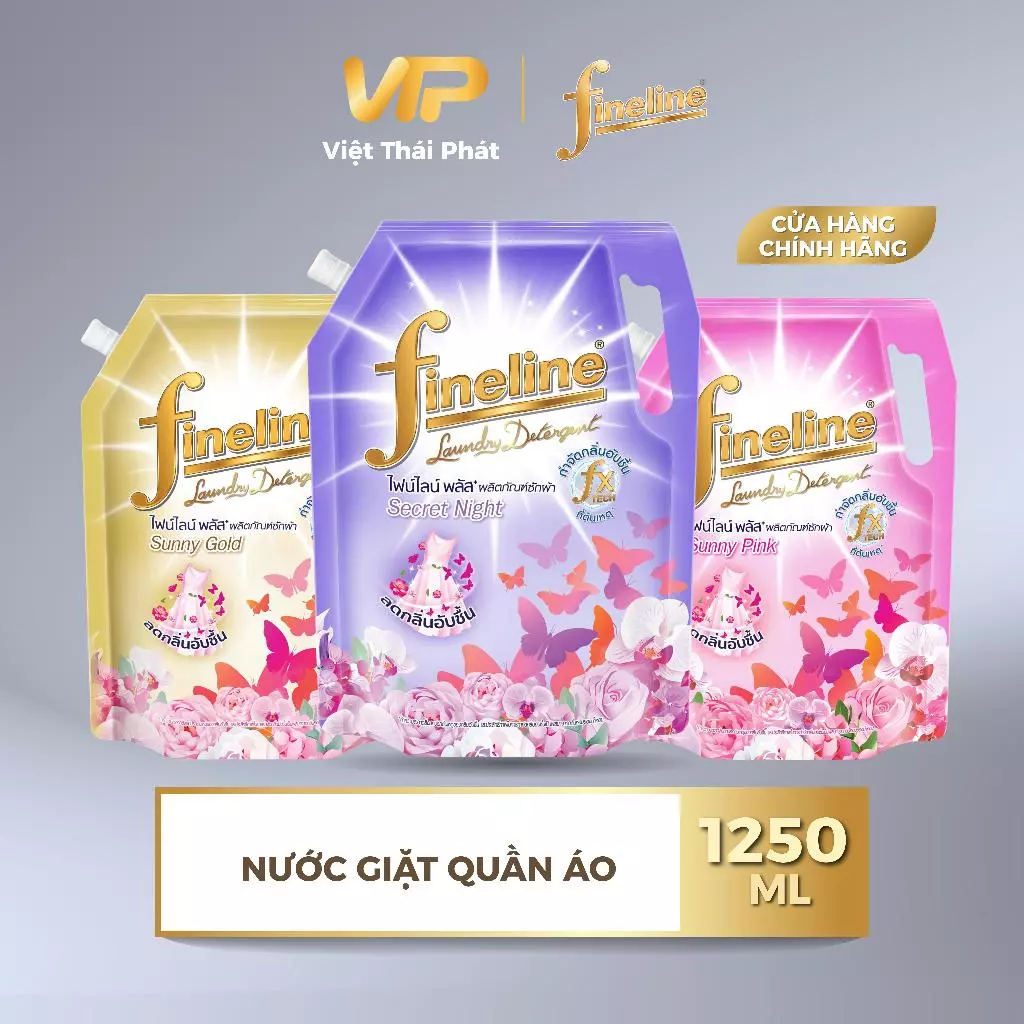 [DÒNG PLUS] Nước Giặt Quần Áo Fineline Cao Cấp Sạch Thơm Tinh Tế (1250ml/Túi) - Hàng Thái Chính Hãng