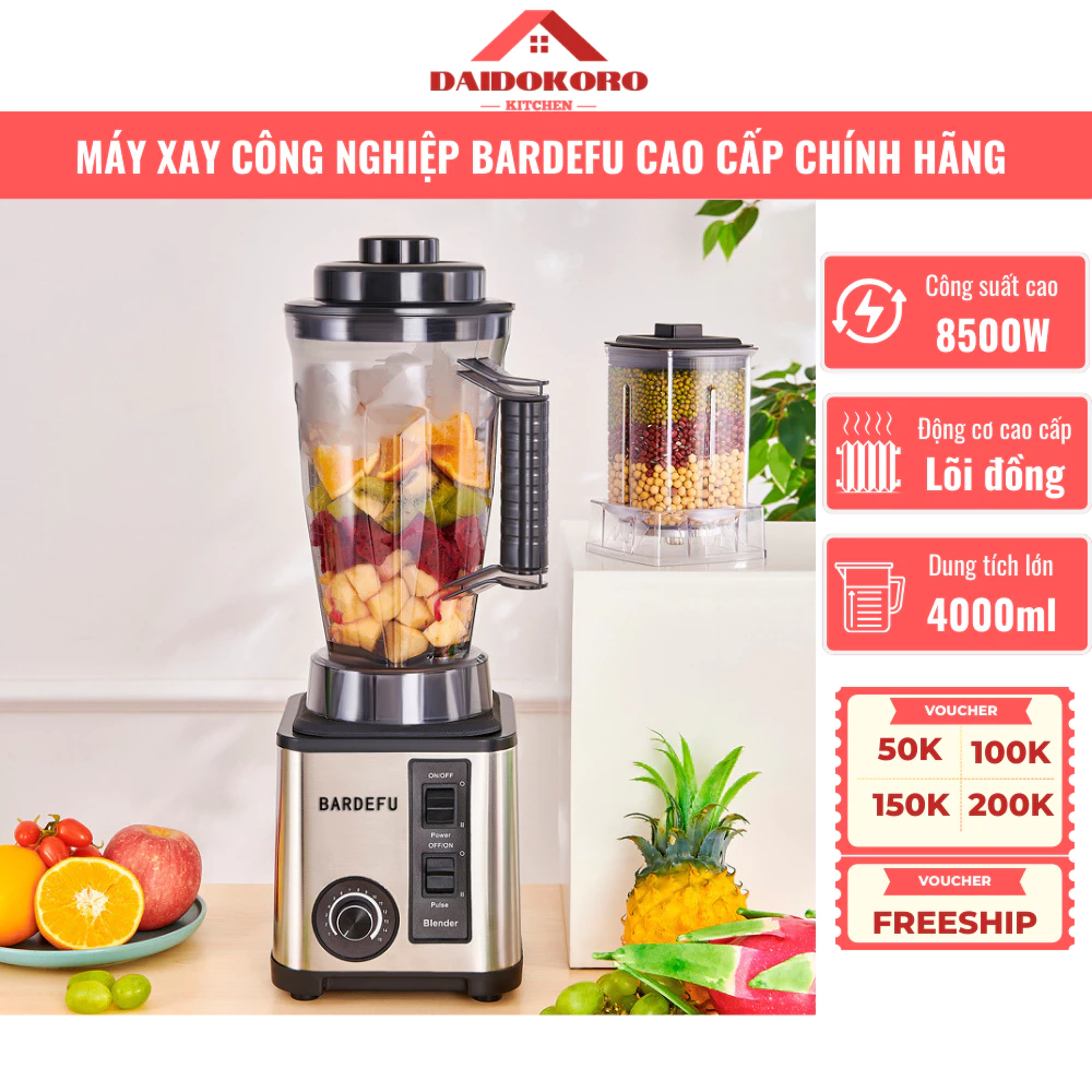 Máy Xay Sinh Tố Cao Cấp BARDEFU 8 in 1, Công suất 9500W Động Cơ Lõi Đồng, Dung Tích 4L