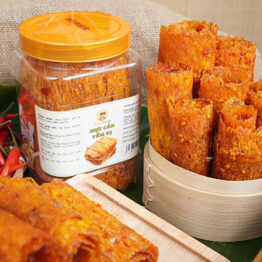 Mực cán gù sốt tắc Tasty Food - Hũ vuông 500g