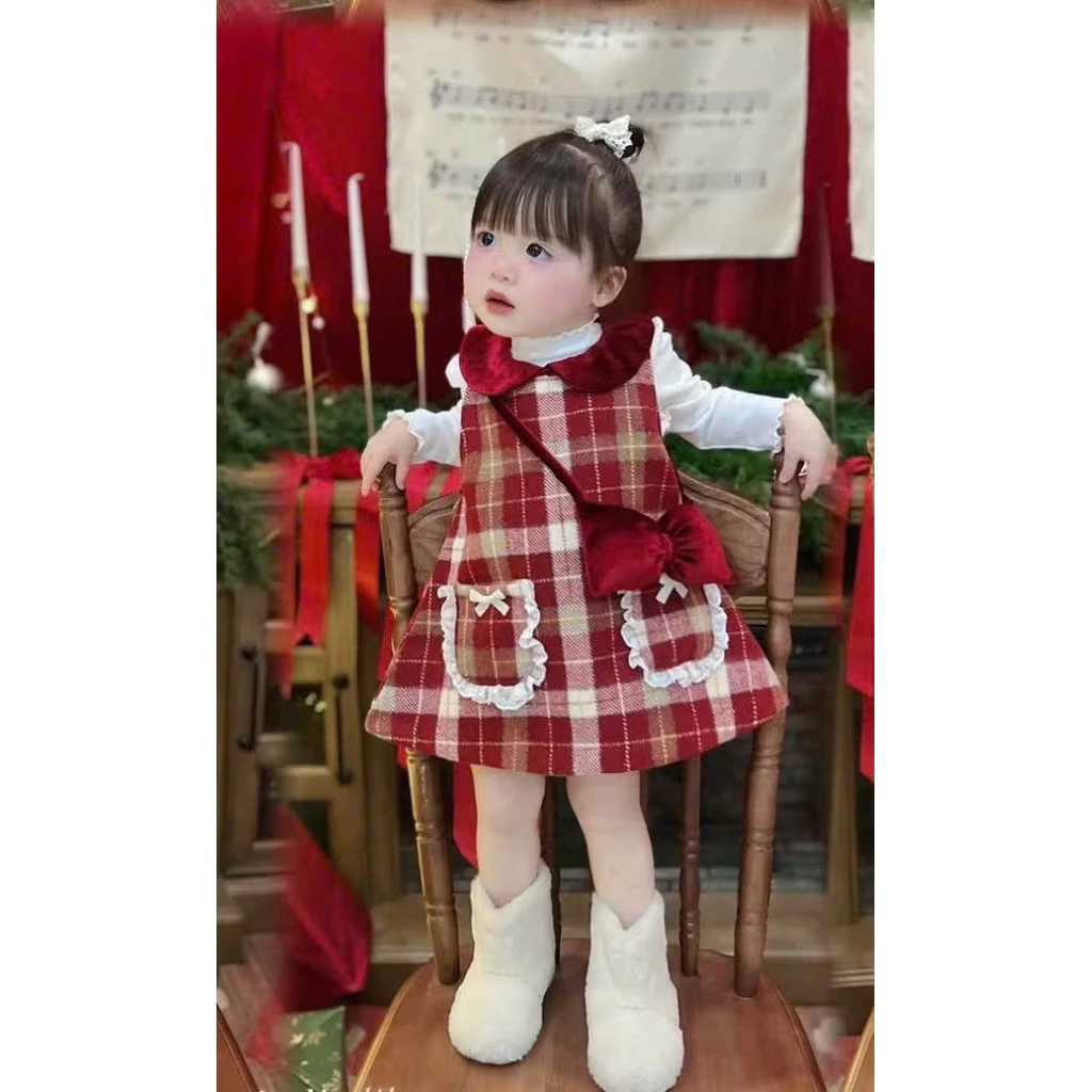 [LiA baby’s] G55 Váy dạ kẻ 2 lớp xinh xắn đáng yêu cho bé gái (9-30kg)