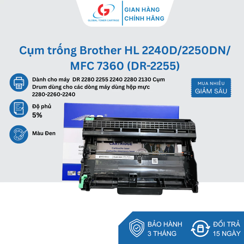 TBVP ĐỨC QUÝ - Cụm Drum 2255/ 420 dùng cho máy Brother 2240/2250/7060/7360...