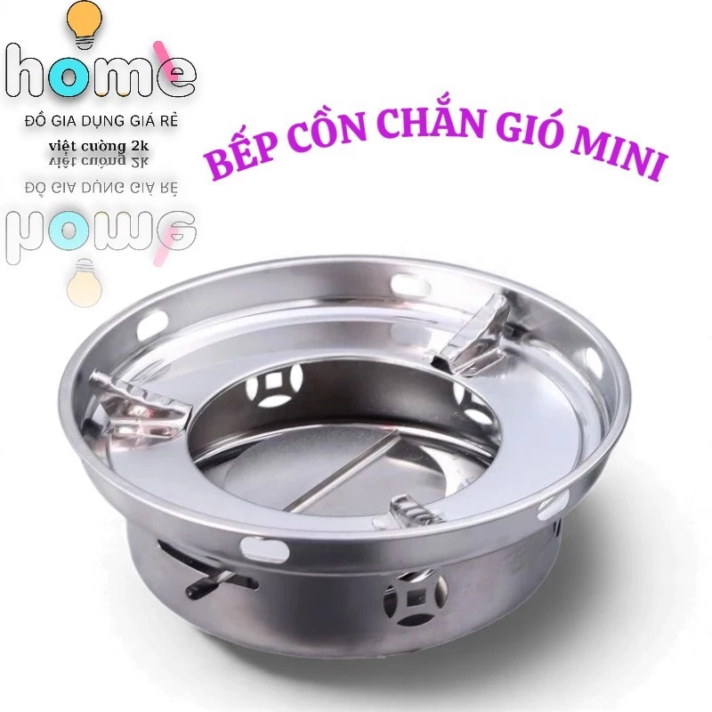 Bếp Cồn Khô inox chắn gió cao cấp Mini Du Lịch Tiện Lợi - Bếp cồn lẩu nướng nhỏ gọn dễ dàng mang đi dã ngoại new