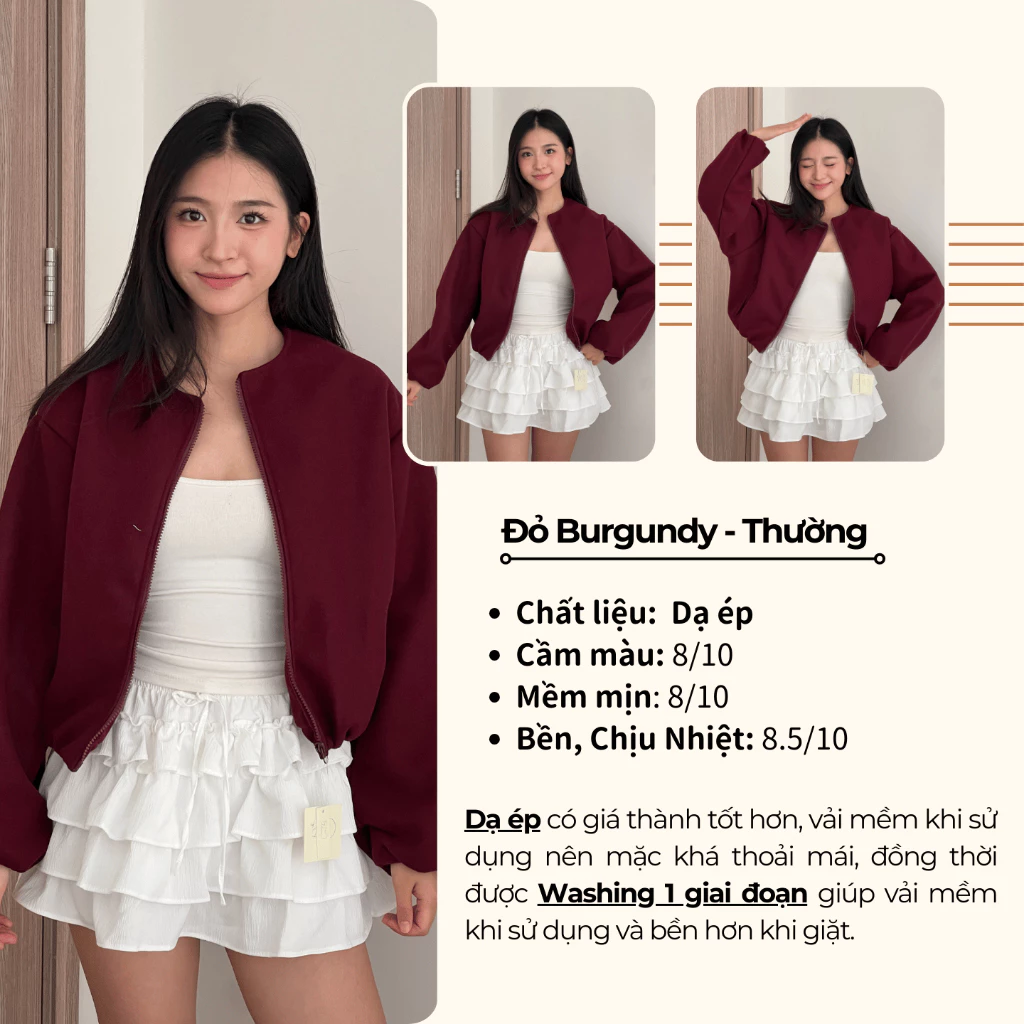 Áo Khoác Dạ Bomber Nữ Dáng Ngắn Basic Khóa Kéo Thời Trang Hàn Quốc Cao Cấp Mùa Thu Đông KA649