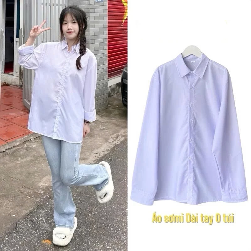 Áo Sơ Mi Trắng Học Sinh, Áo Đi Học Cộc Tay, Dài Tay Cho Nam Nữ độ tuổi học sinh