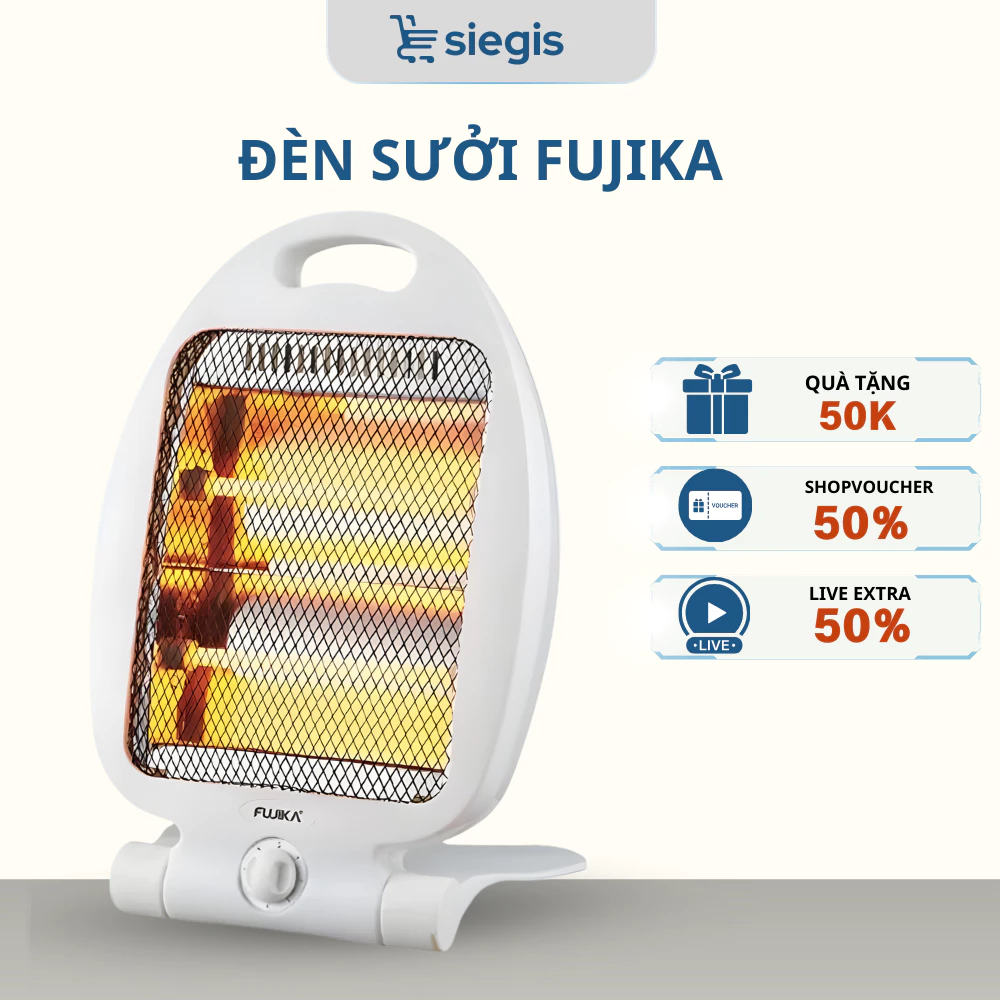 Đèn Sưởi Hồng Ngoại FUJIKA 800W Cao Cấp - Máy Sưởi Sưởi Ấm Có Chế Độ Tự Ngắt Khi Đổ An Toàn Tiết Kiệm Điện