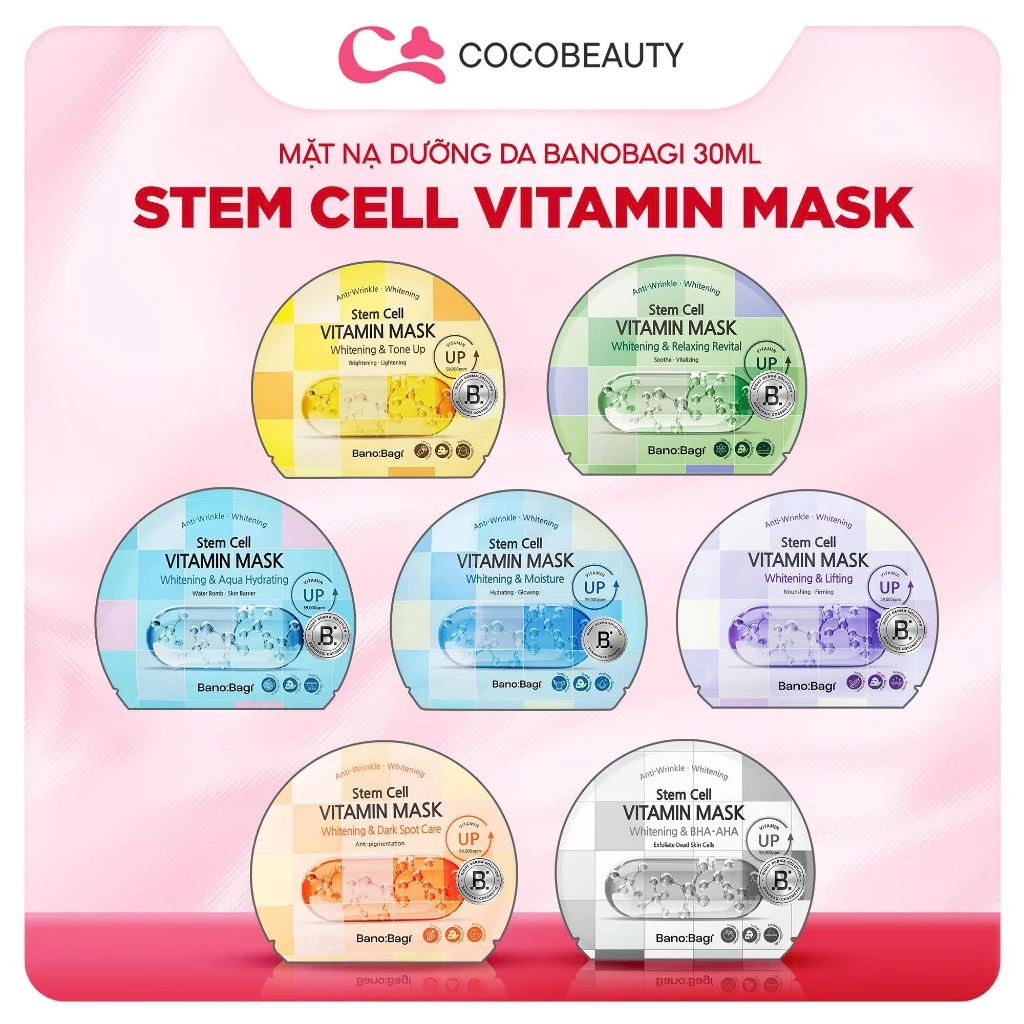 Mặt Nạ Giấy Dưỡng Ẩm Trắng Da Banobagi Stem Cell Vitamin Mask 30ml