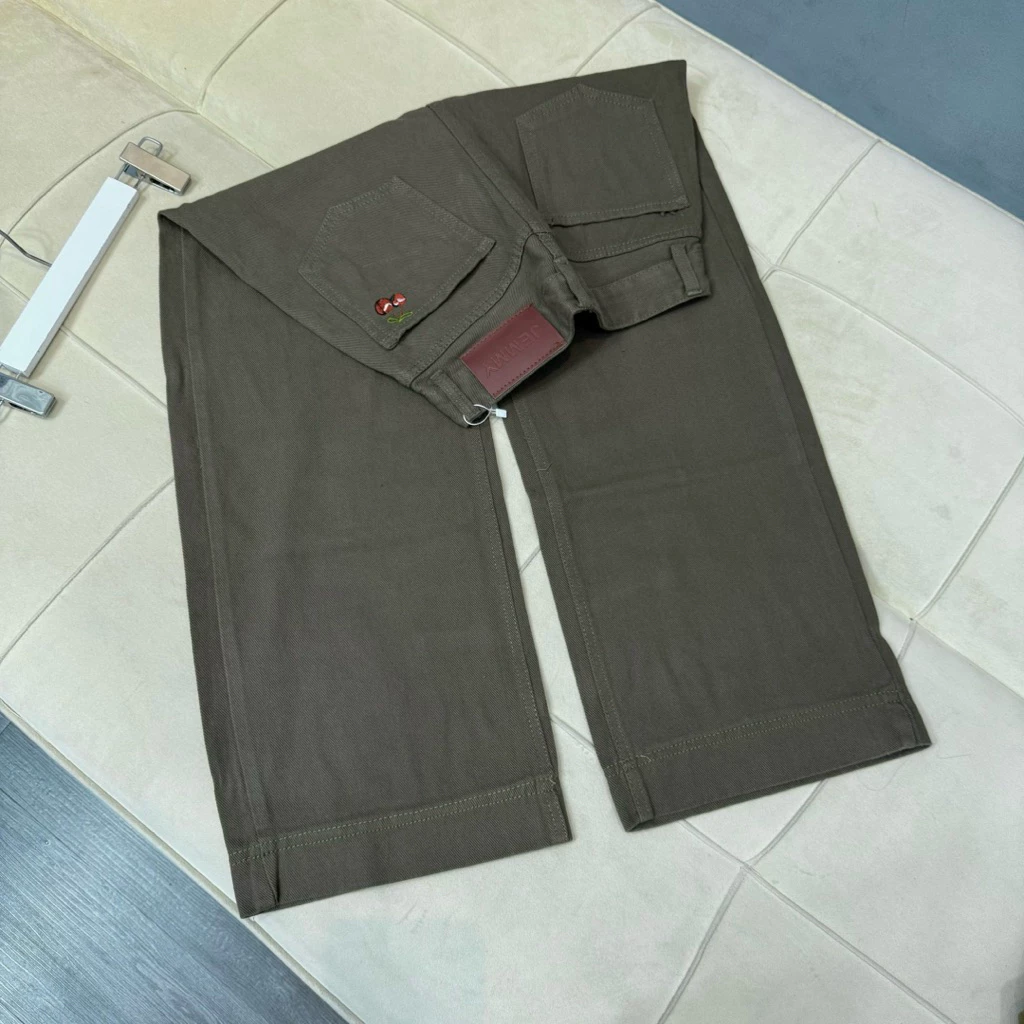 (87/95cm) Quần kaki jean nữ ống suông lai thêu túi lai 5p ( BB40 ) 7407