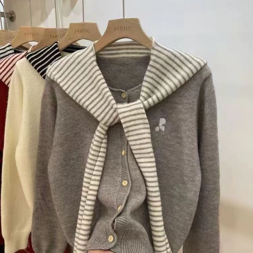 𝐘𝐮𝐫𝐢.𝐬𝐭𝐨𝐫𝐞 Áo Len Thuỷ Thủ Kèm Khăn 4 Màu Xinh Yêu