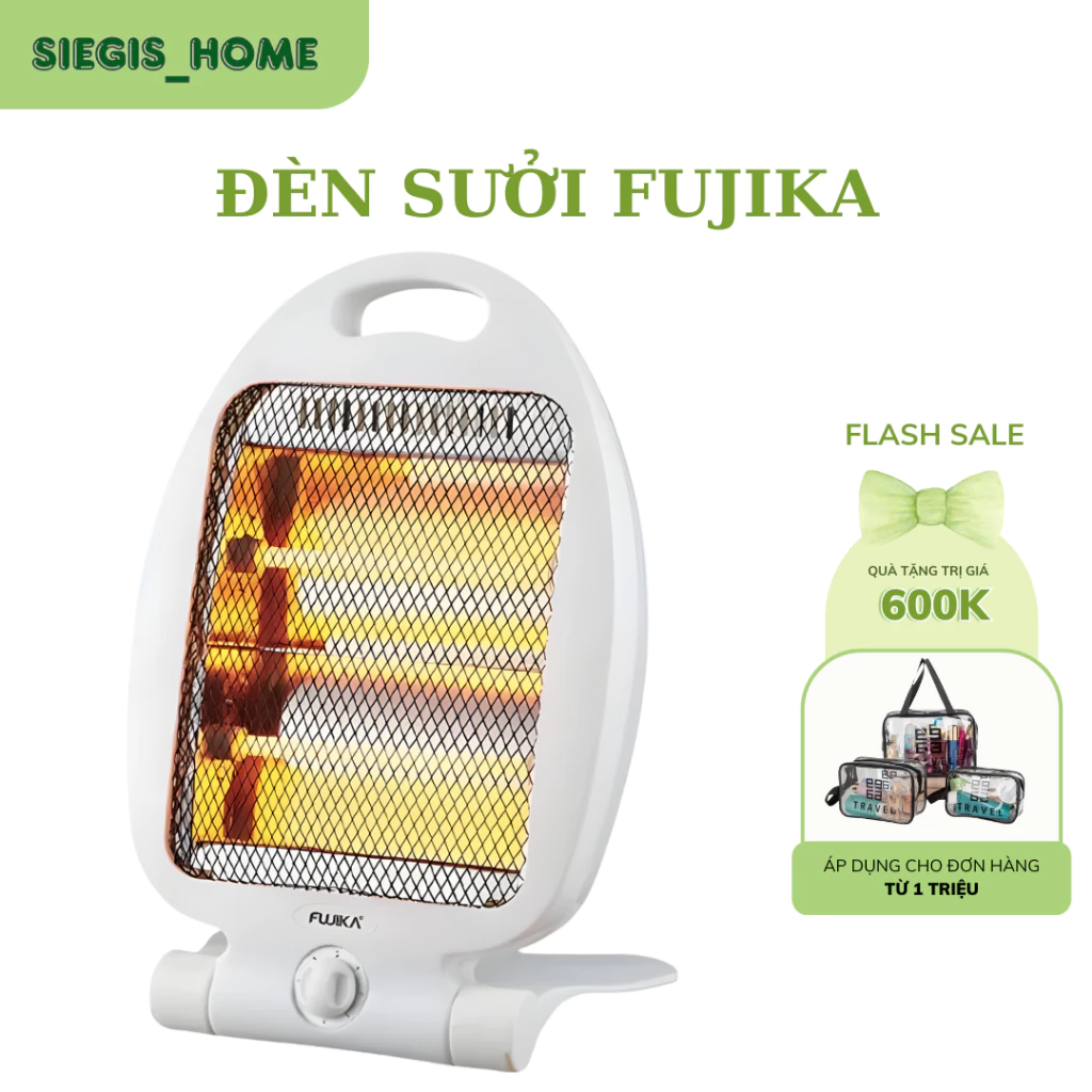 Đèn Sưởi Ấm FUJIKA 2 Bóng 800w Có Tấm Cách Nhiệt, Chế Độ Tự Ngắt Khi Đổ An Toàn Toả Nhiệt Nhanh