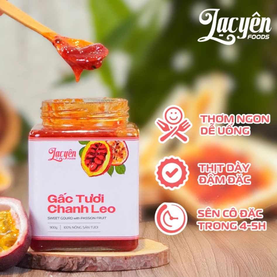Gấc Chanh Leo Lạc Yên Foods Thành Phần Tự Nhiên, Không Chất Phụ Gia, Vị Ngon Tròn Vị