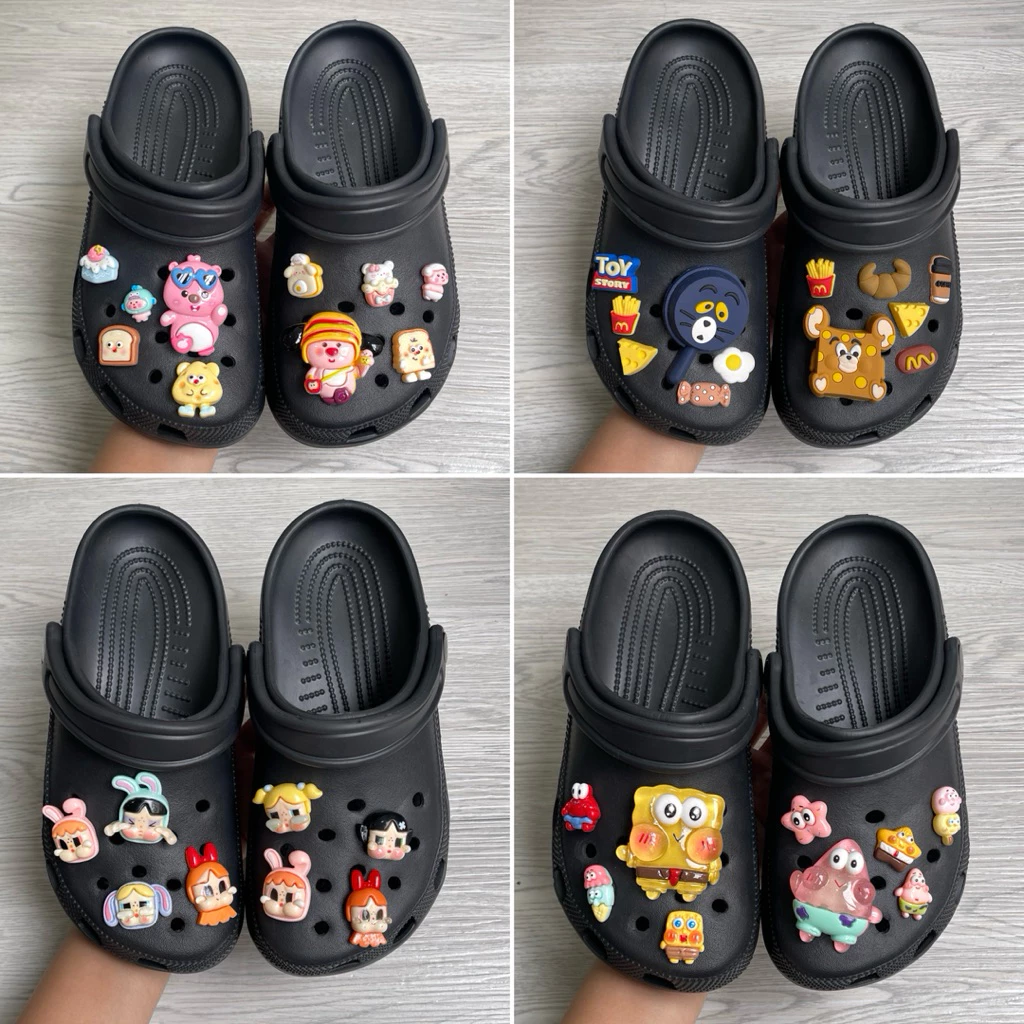 ( KHÔNG CHỮ ) Đep Sục Quai Hậu Nam Nữ Êm Chân Mix Nhiều Charm ANYA STORE
