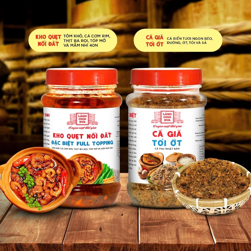 COMBO 2 món Kho quẹt nồi đất 250g và Cá giã tỏi ớt 90g Làng Chài Xưa - Loại đặc biệt
