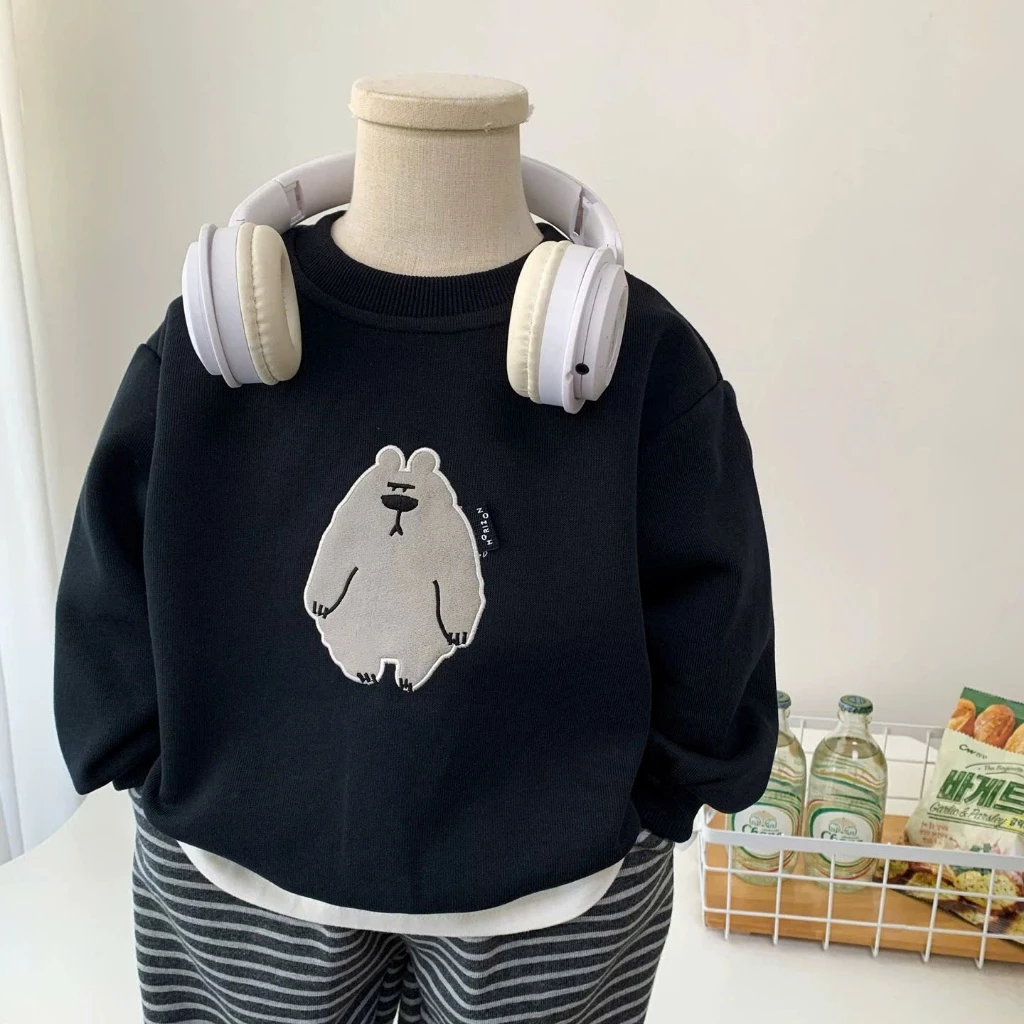 (8–21kg) Áo Nỉ Cho bé iN MẶT GẤU - Thu Đông 2026 - Chất Nỉ Da cá Cotton Cao Cấp