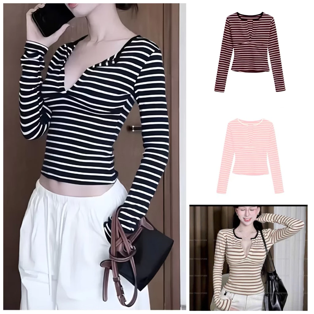 [bigsize 60-90kg] Áo thun sọc tay dài mã 600