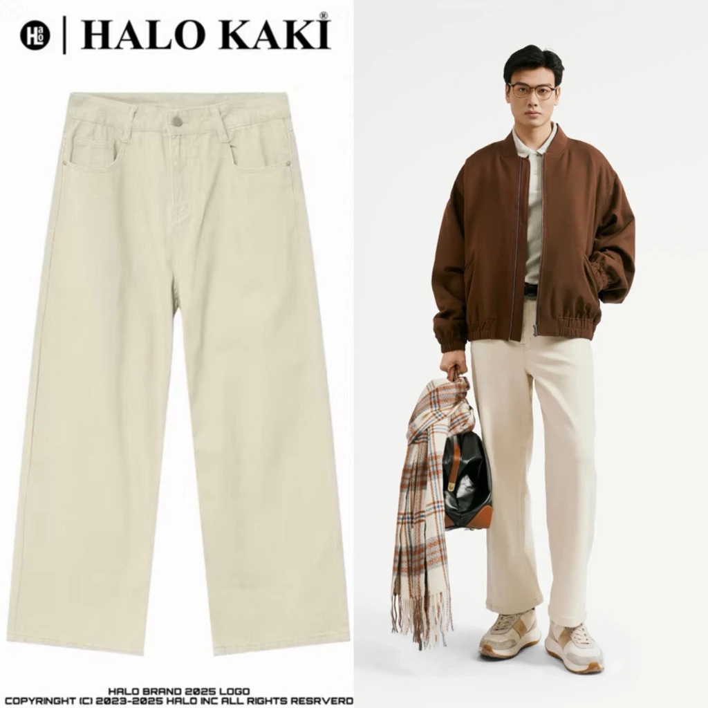 KEM BAGGY - quần jeans baggy ống rộng halo kaki