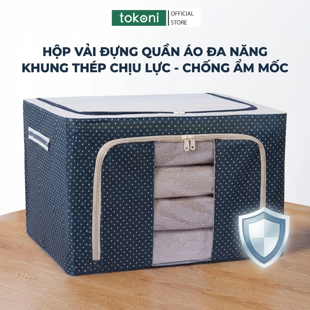 Hộp Đựng Quần Áo Chăn Màn Đa Năng JYoohome Giỏ Vải Đựng Đồ Chống Bụi Khung Thép Gấp Gọn Tiện Lợi